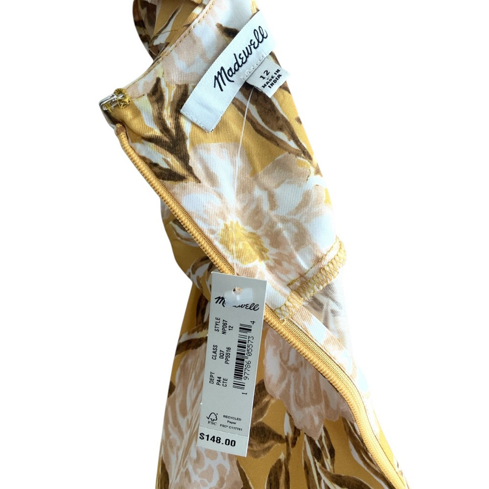NEW Madewell Angelina Slip Dress Chamomile Tea Yellow Floral Print Womens 12 NWT - Picture 10 of 15